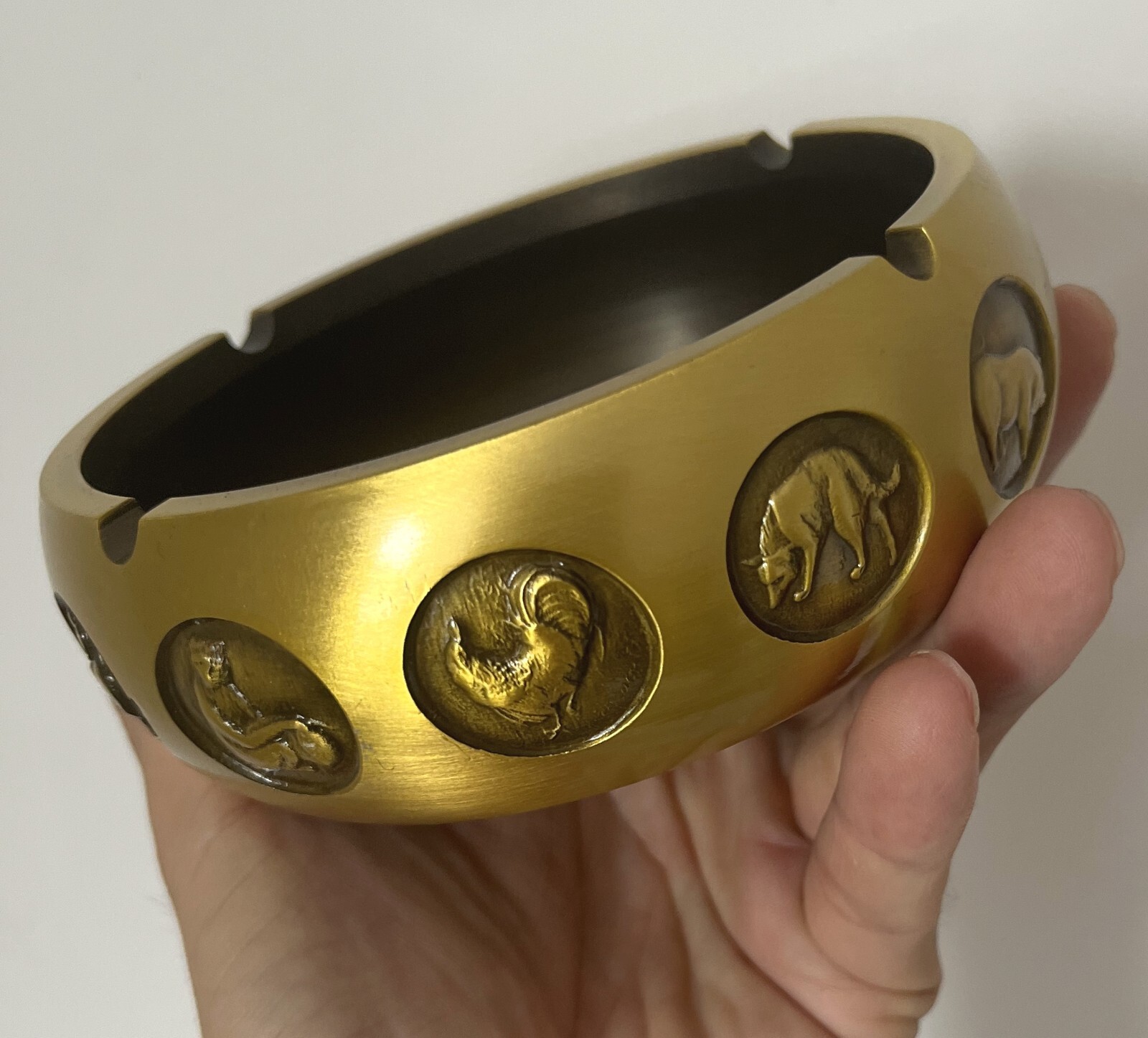 Brass Smoking Cigarette Ashtray Chinese 12 Zodiac Animal Pot Statue Home Decor