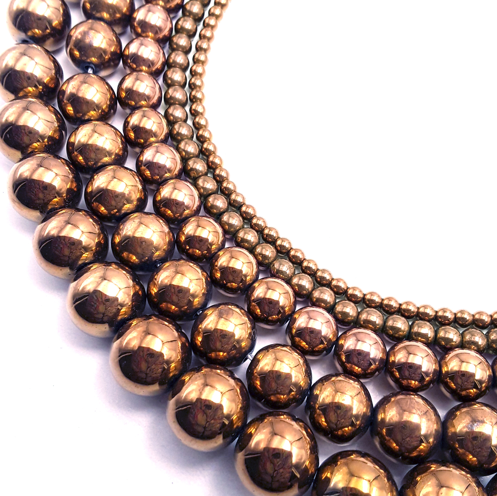 Copper Hematite Smooth Round Beads 2mm 3mm 4mm 6mm 8mm 10mm 12mm 15.5″ Strand