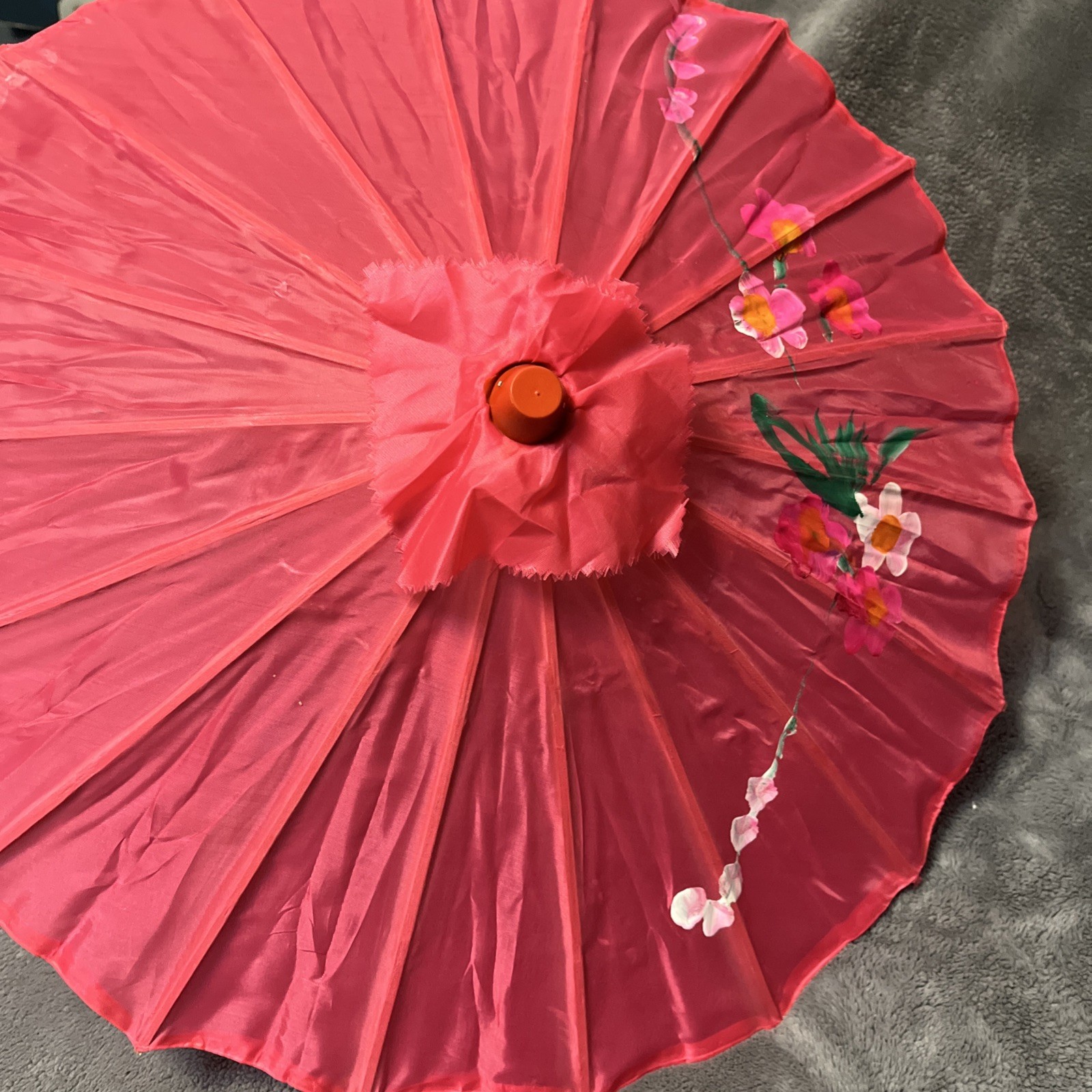 Chinese Pink Floral Umbrella Decor See Description