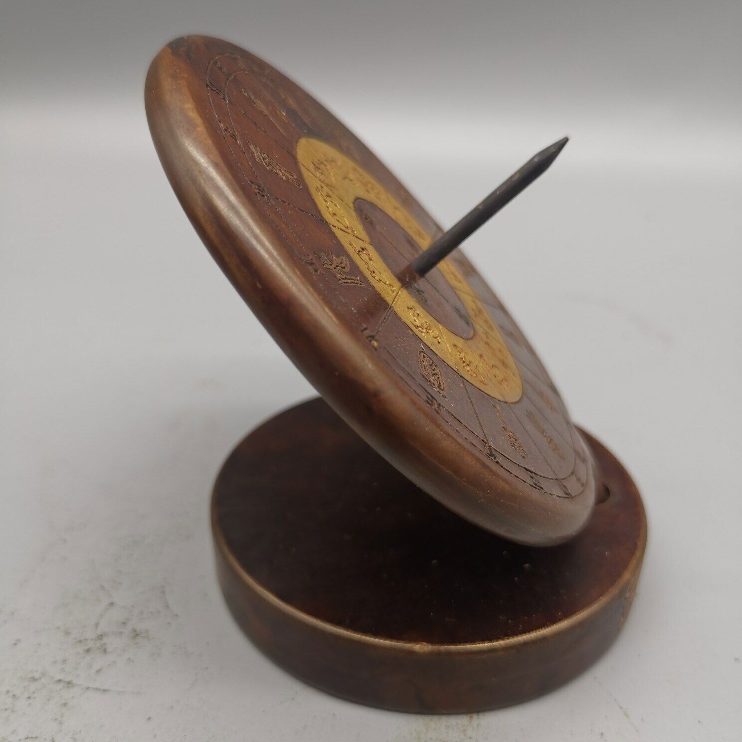 Pure Copper Sundial Compass Ornaments Red Bronze Ornaments of The Chinese Zodiac