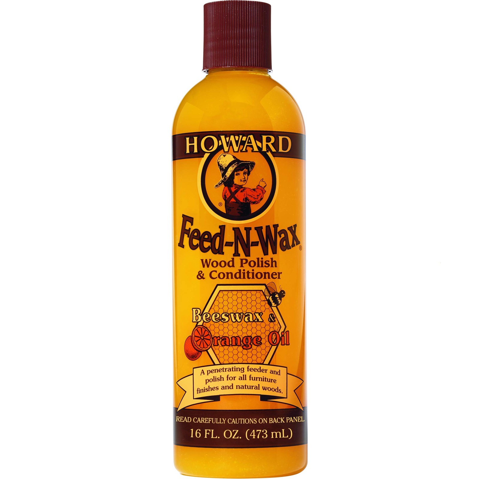 Howard Products Beeswax Wood Polish & 16 Fl Oz (Pack of 1), Orange
