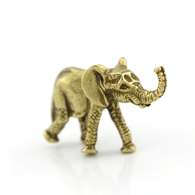 Antique Solid Pure Copper Mini Elephant Ornaments Tea Pet Desktop Ornaments Coll