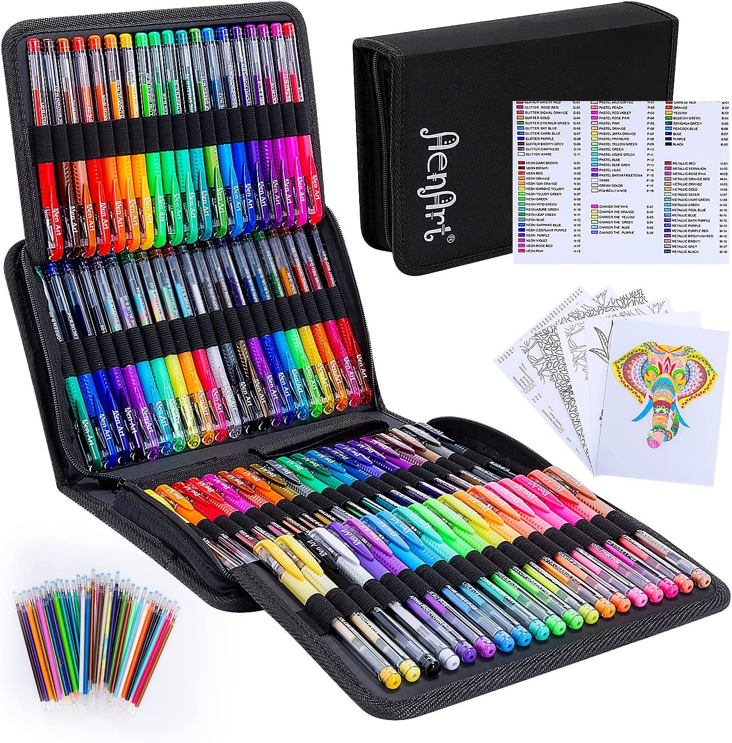 Gel Pens 160 Pack with Case for Adult Coloring Books Kids Art Supplies