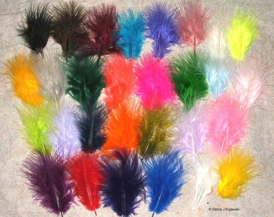 Marabou Feathers Fluffy 7 grams 1-3″ 29 colors available Approx 105 per bag