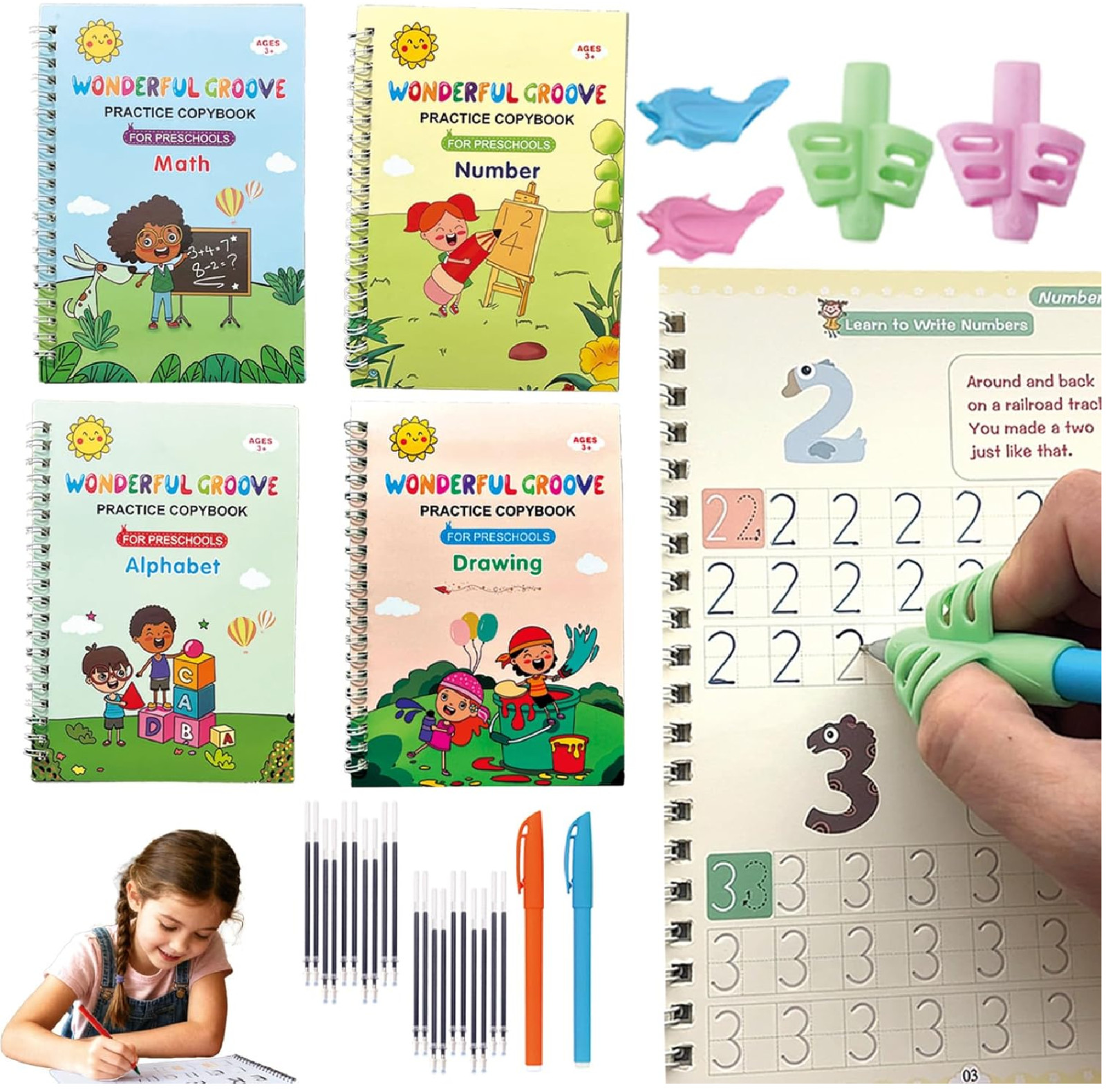 Magic Grooved Handwriting Practice Book for Kids 3-5 Years | Tiny Thinkers Reusa