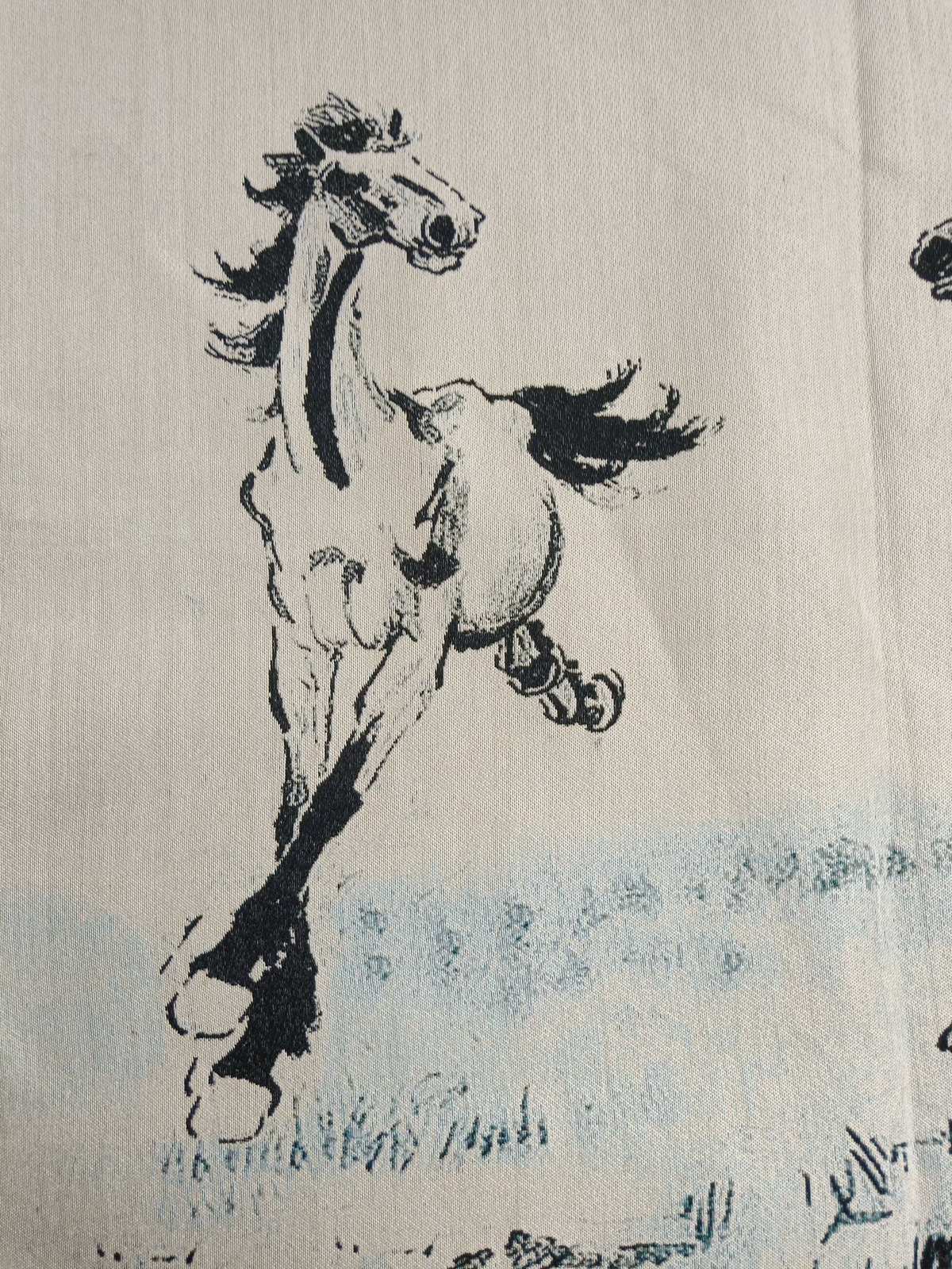 63″ China Cloth Silk Animal Horse Black Mural Wall Hanging Tapestry Meditation25