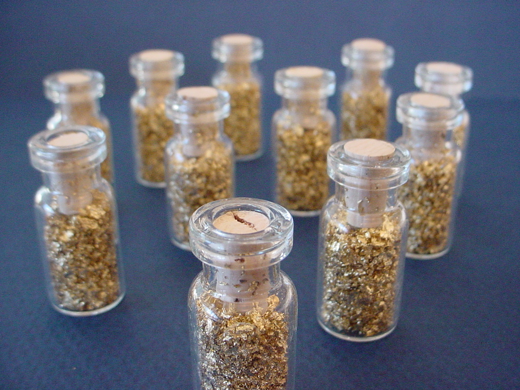 10 Bottles filled with Gold Flakes ….2ml.