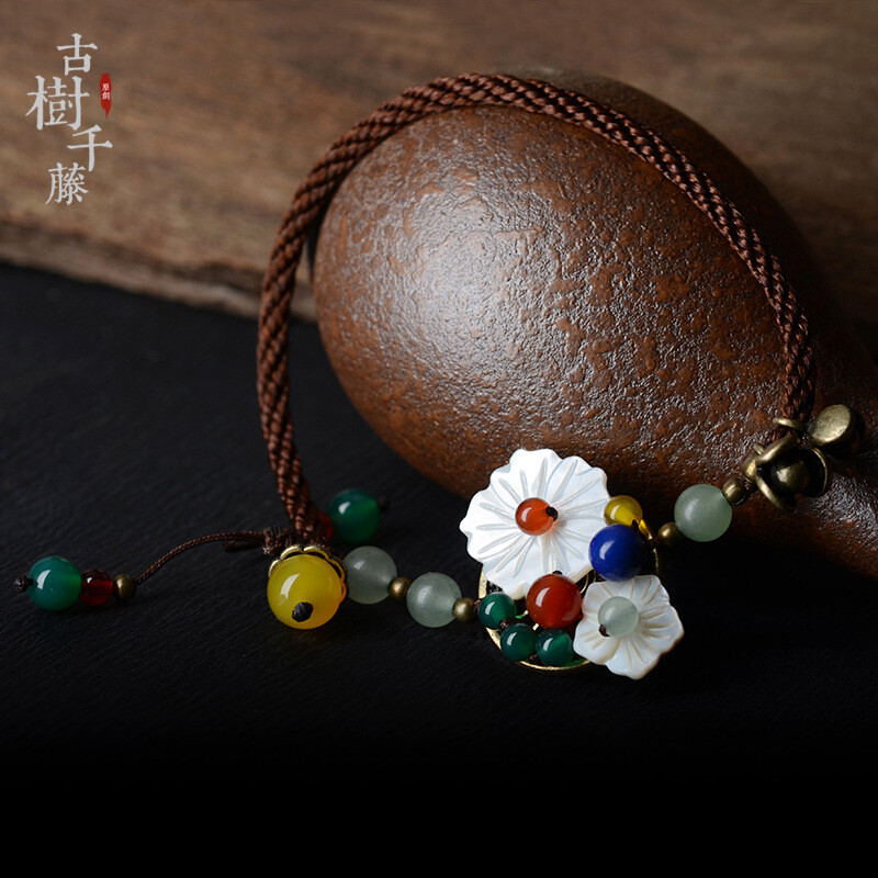 China Dongling Jade/Coloured Glaze/AgateTibetan Style Exquisite Vogue Foot Chain