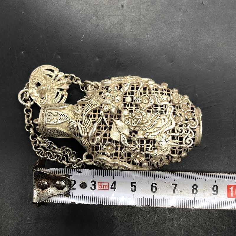 Vintage Alloy Sachet 3.35in Openwork God of Longevity Antique Collectible