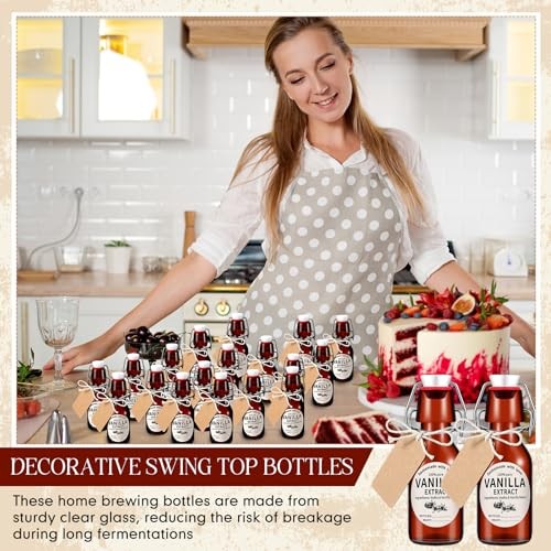 Sets Swing Top Glass Bottles Set Amber Homemade Vanilla Extract 8 oz 12
