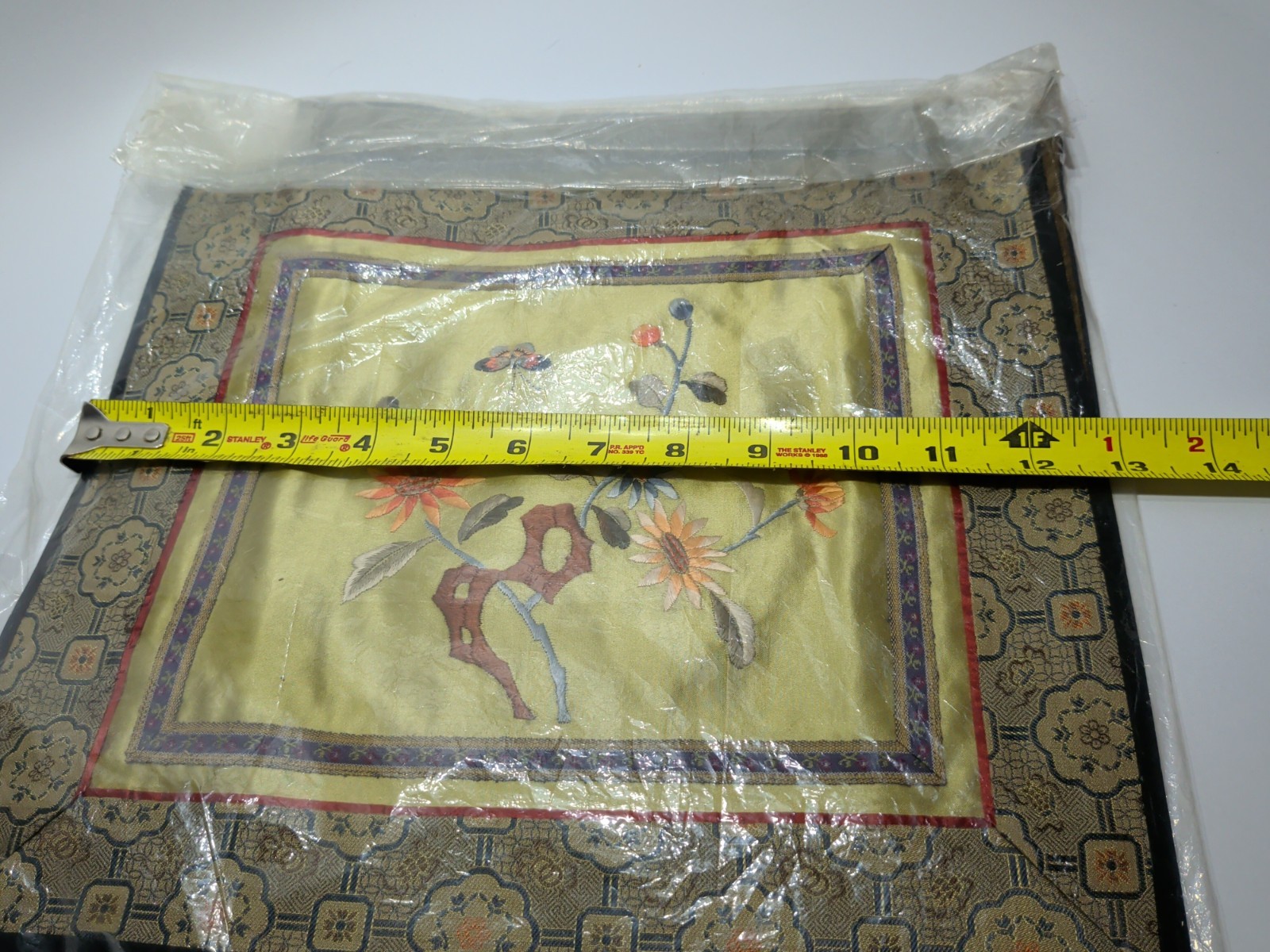 ✨VINTAGE✨ Set Of 2 CHINA SILK EMBROIDERED PANELS BIRD BUTTERFLY & Flower SQUARE