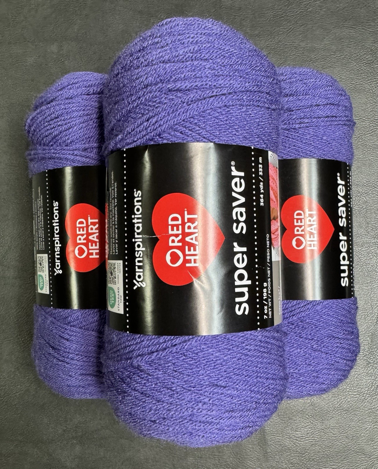 Beautiful Red Heart Super Saver; Lavender Acrylic Worsted Yarn. 7 Oz 3 Pack