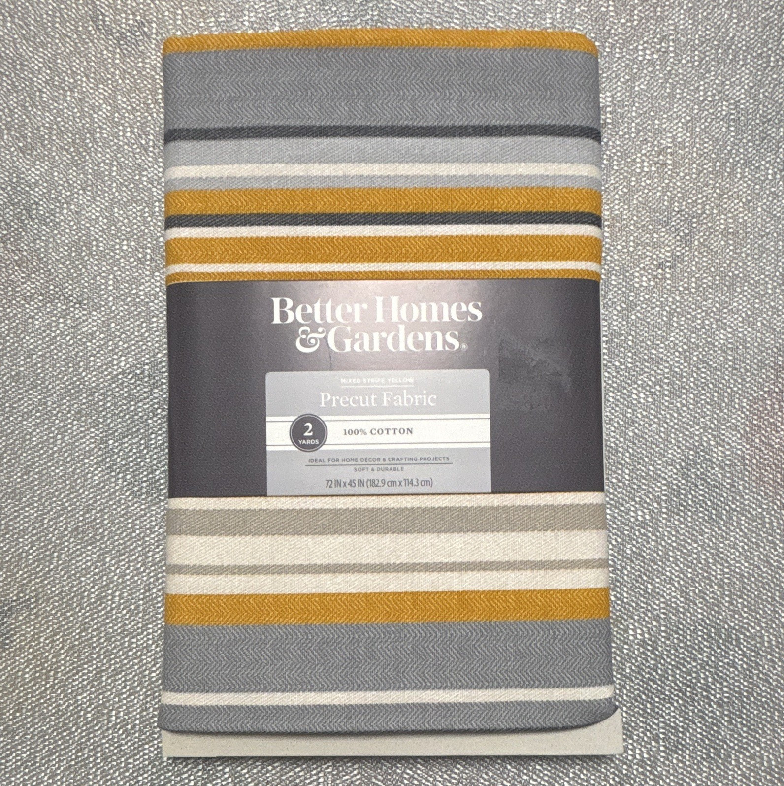 Better Homes & Gardens Striped Cotton Fabric 2 yds Gray Yellow Up to 45″