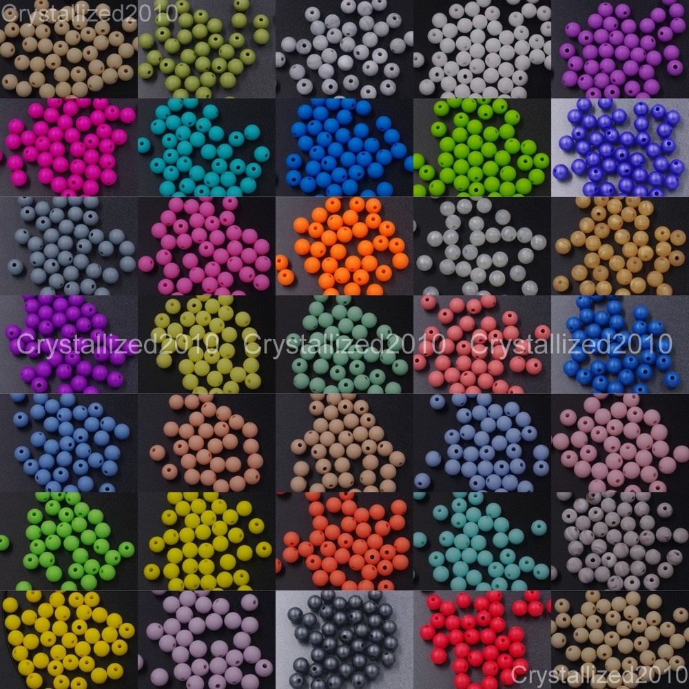 Wholesale BPA-Free Silicone Rubber Round Bracelet Necklace Connector 9mm Beads