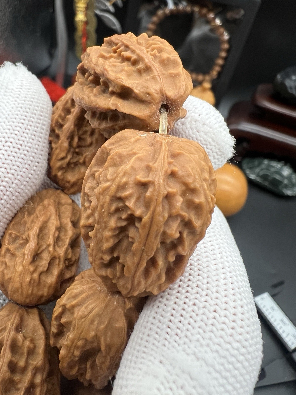 19×21×27.5mm Chinese Small Walnut Bracelet Collection纯野生蝴蝶纹大枣珠手串