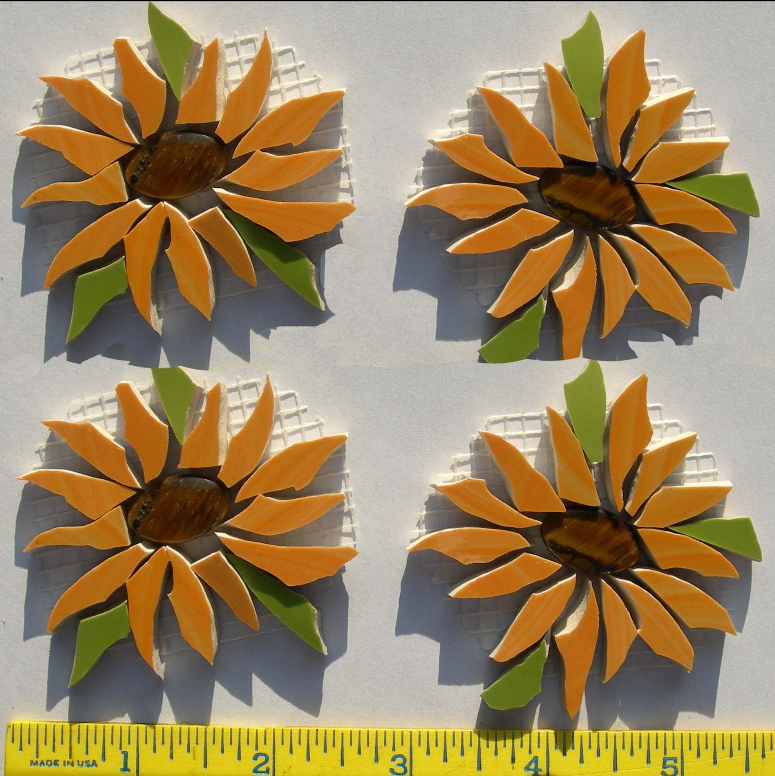 Sunflowers Broken Cut China Plate Mosaic Tile Set 2″ Mosaic Floral Tiles