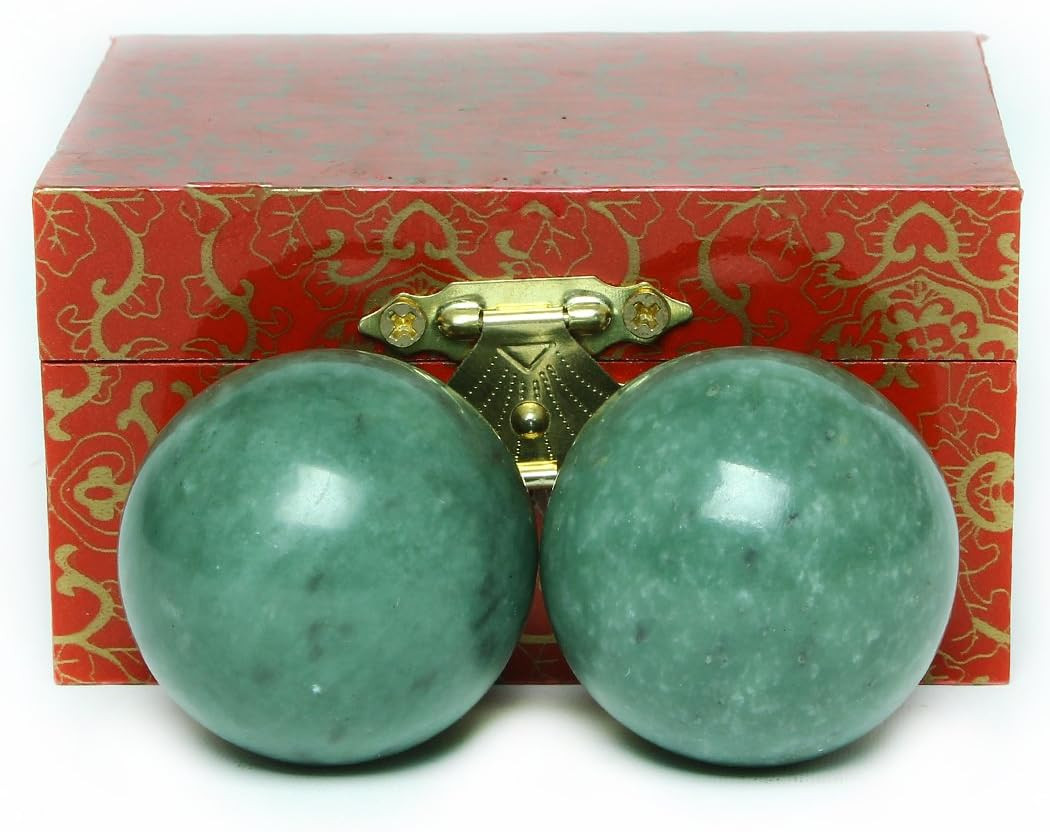 BRABUD 1.57″ Marble Green Baoding Balls Chinese Health Exercise Massage Balls St
