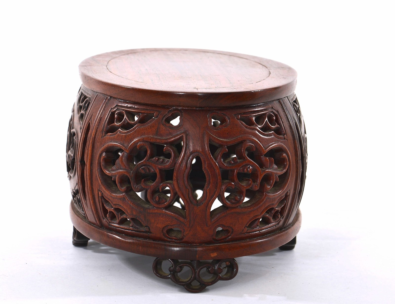1950’s Chinese Hard Wood Hardwood Carved Carving Vase Statue Stand 8″ 22CM