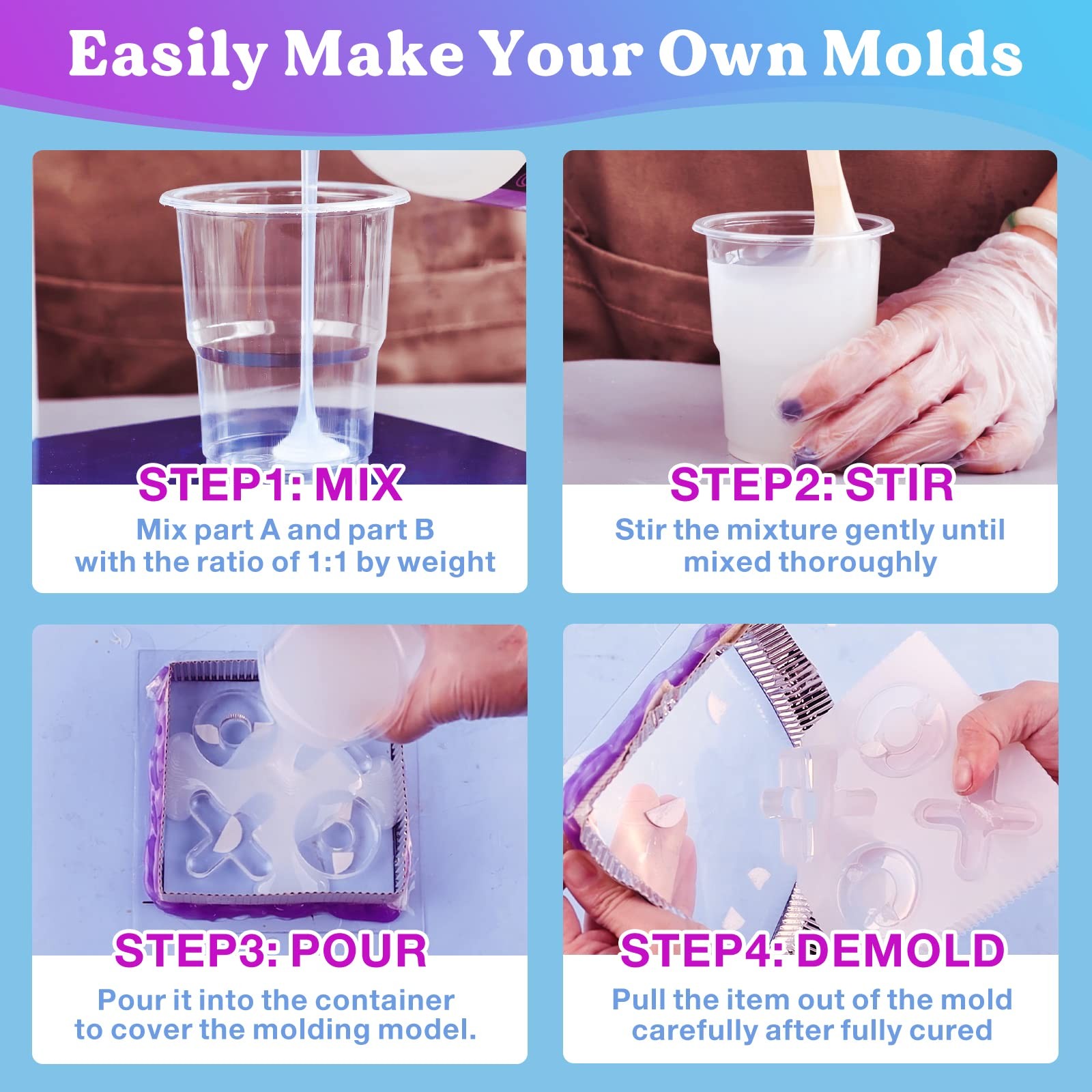 LETS RESIN 8oz Fast Cure Platinum Silicone Mold Making Kit for Resin Casting