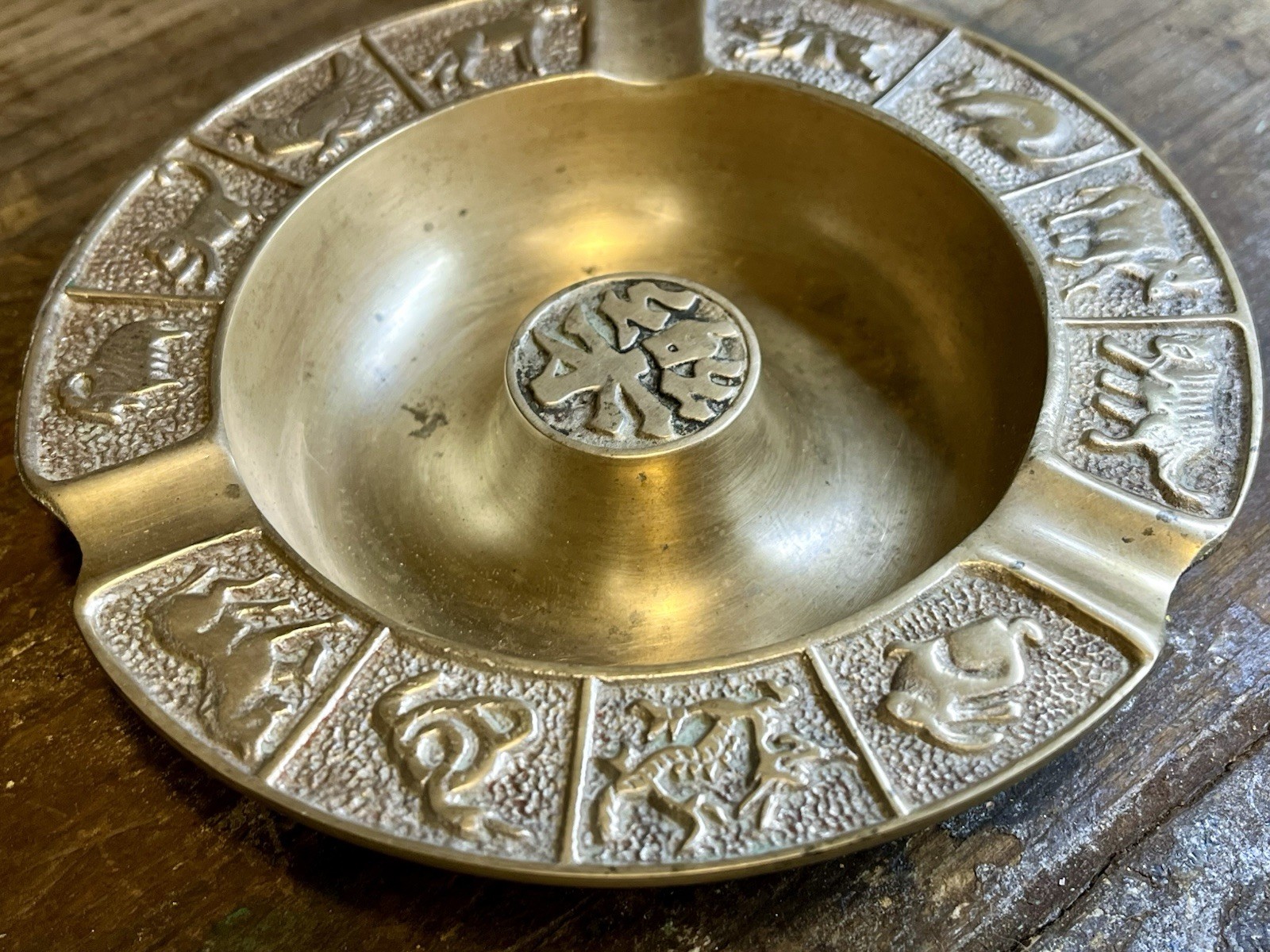 Vintage Chinese Zodiac Brass Ashtray 1920-1980’s