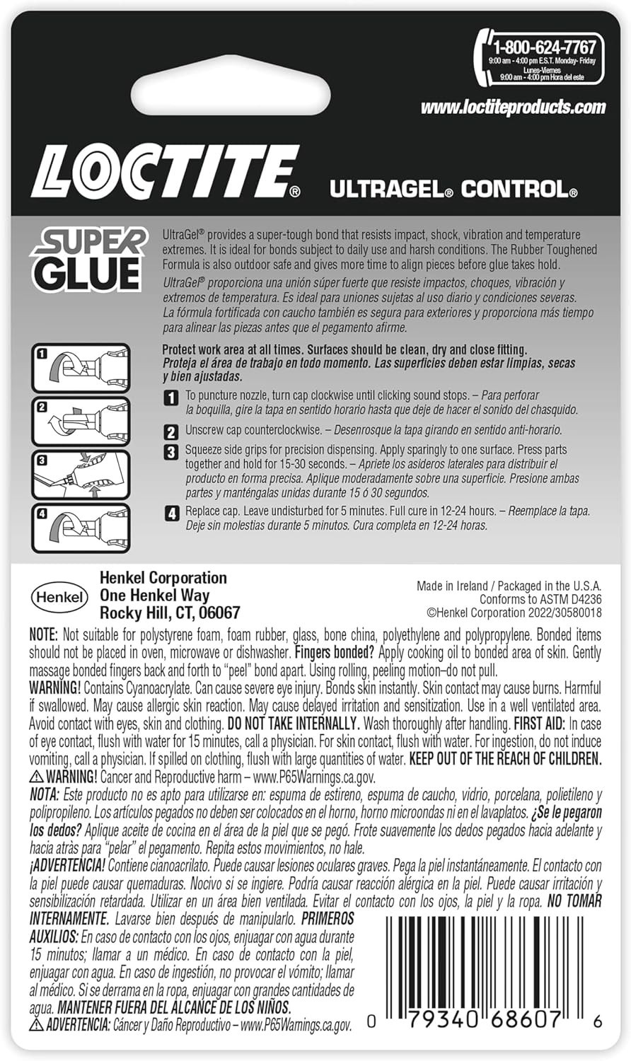 Super Glue Ultra Gel Control, Clear, 0.14 fl oz Bottle, 6 Pack – Superglue fo…