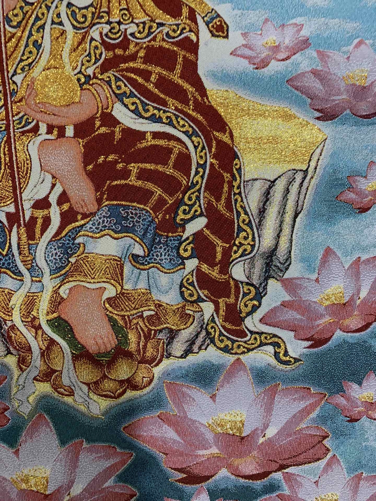 36″ China Cloth Silk Ksitigarbha Painting Mural Wall Hanging Tapestry Tangka 9