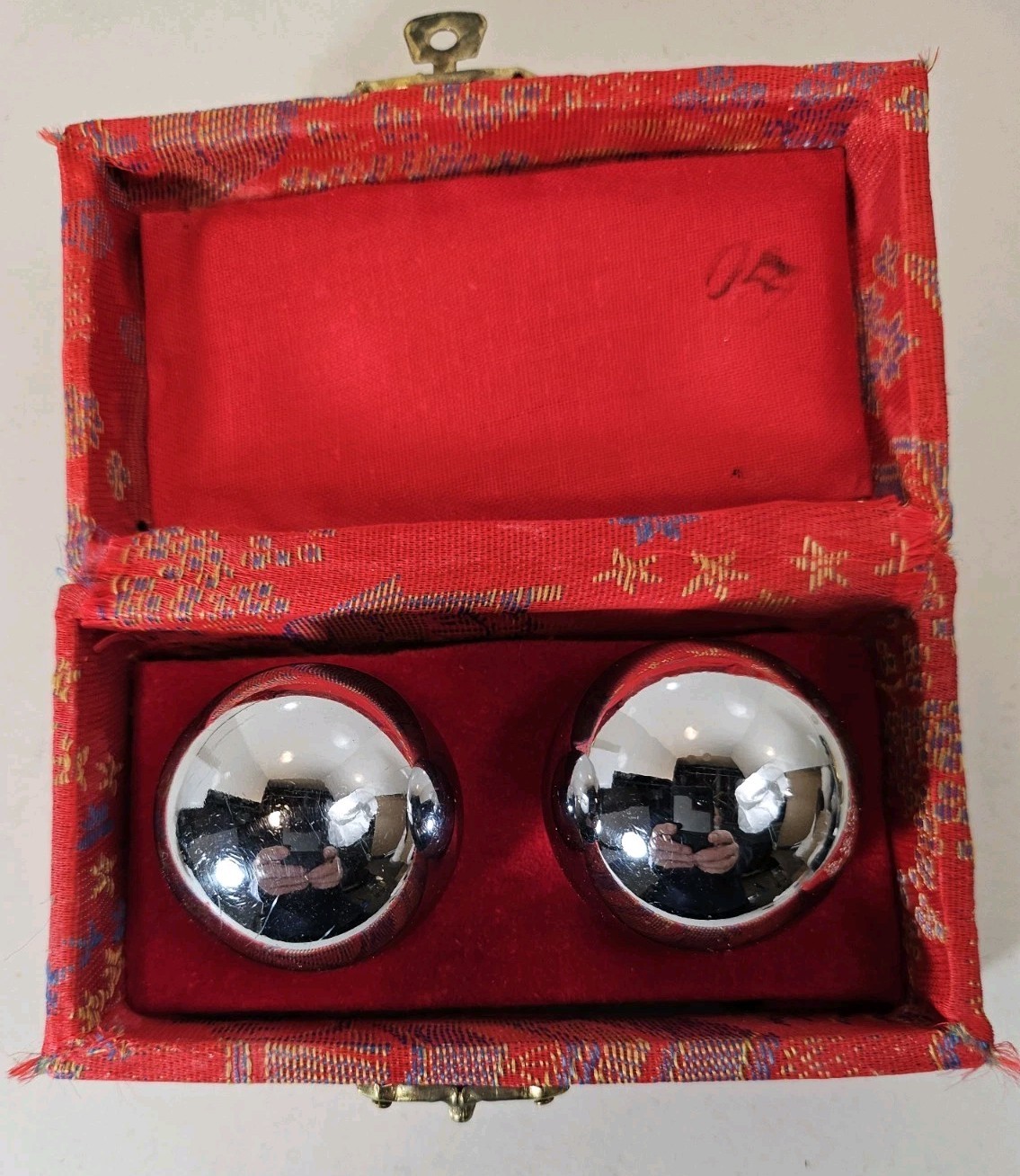 Vintage Baoding 1 1/2″ Dia. Iron Ball Set Chinese Stress Relief