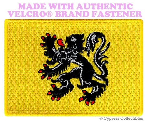 FLEMISH FLANDERS FLAG PATCH BELGIUM EMBROIDERED EMBLEM w/ VELCRO® Brand Fastener