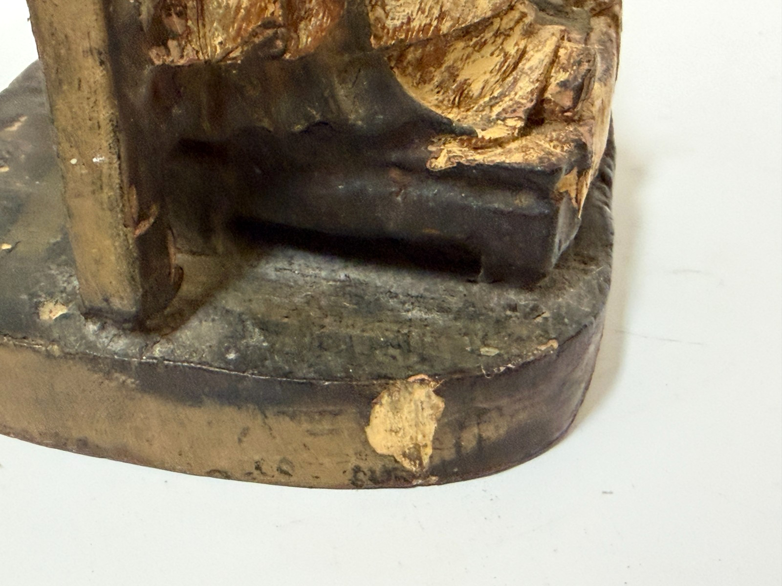 17/18C Chinese Gilt Wooden Folk Carving Seated Deity 8.5″ tall