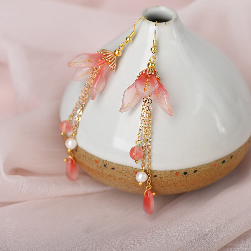 China Coloured Glaze/Pearl/Crystal Tassels Tibetan Style Vogue Earbob Earrings