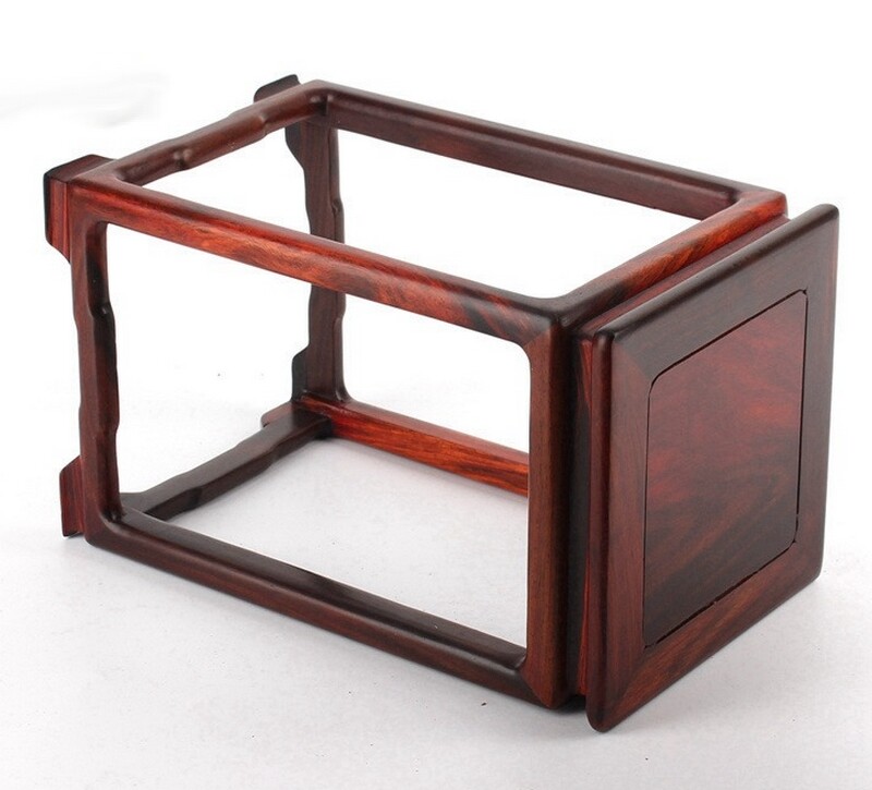10″ Rosewood Carved Pedestal Display Square Stand Rack Vase Bonsai Statue Base