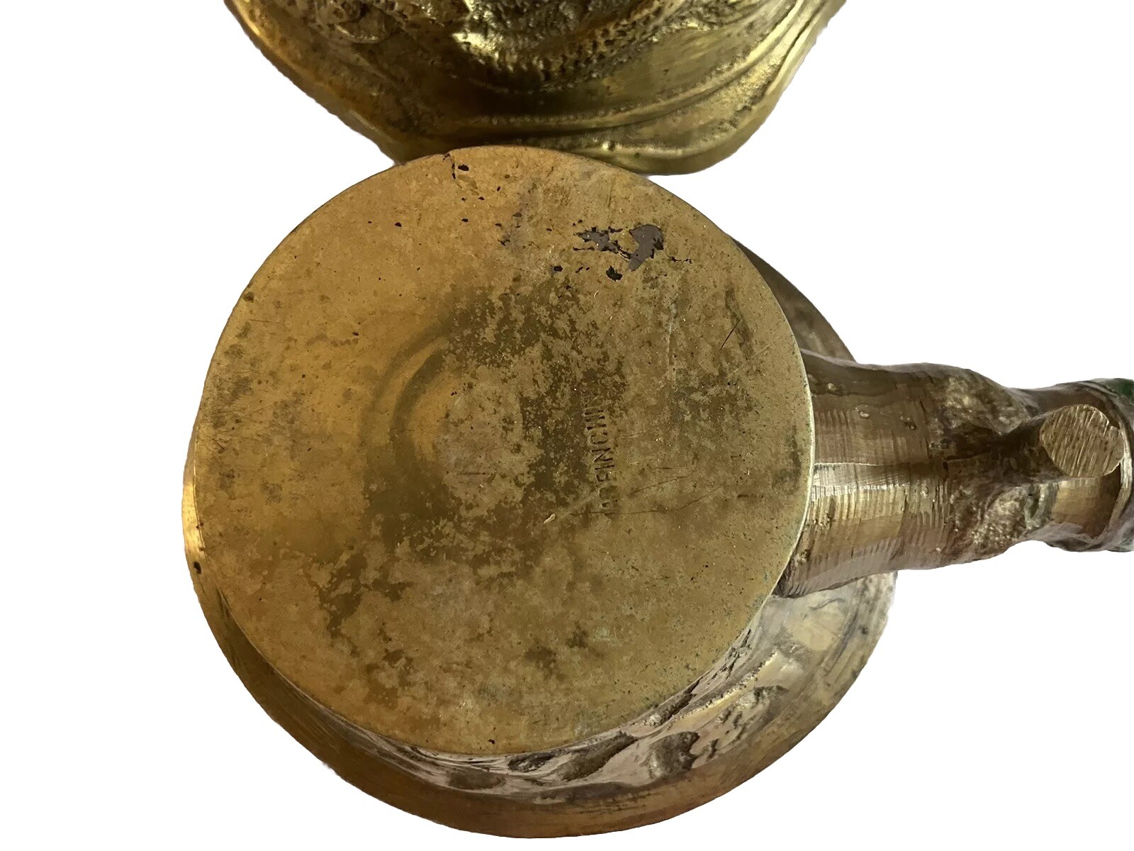 2 Different Vintage Cast Brass & Enamel Chinese Silk Iron Irons