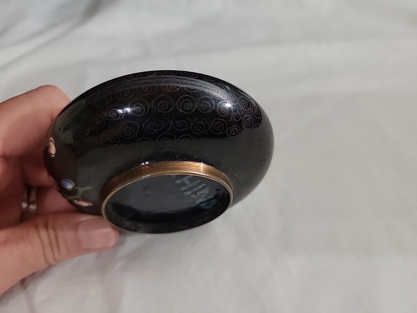 Chinese Cloisonné Black & Blue Enamel Chinese Republic Period 1910-20s