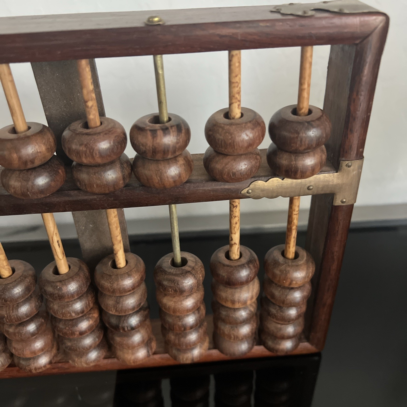 Vintage Chinese Abacus Wood, Brass south east scientific Calculator 13 Row 91