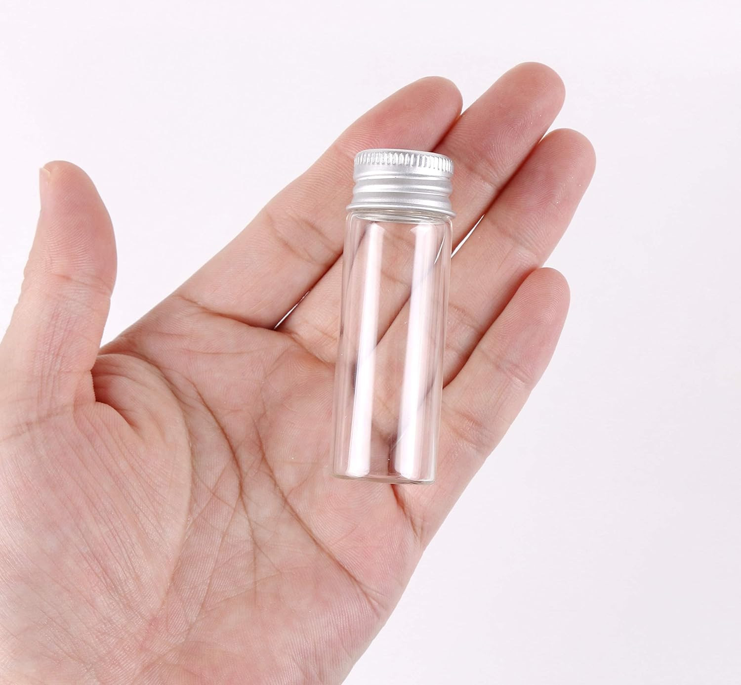 100 Tiny Glass Bottles Clear Small Vials 15 Milliliter Empty Mini Jars with Alum