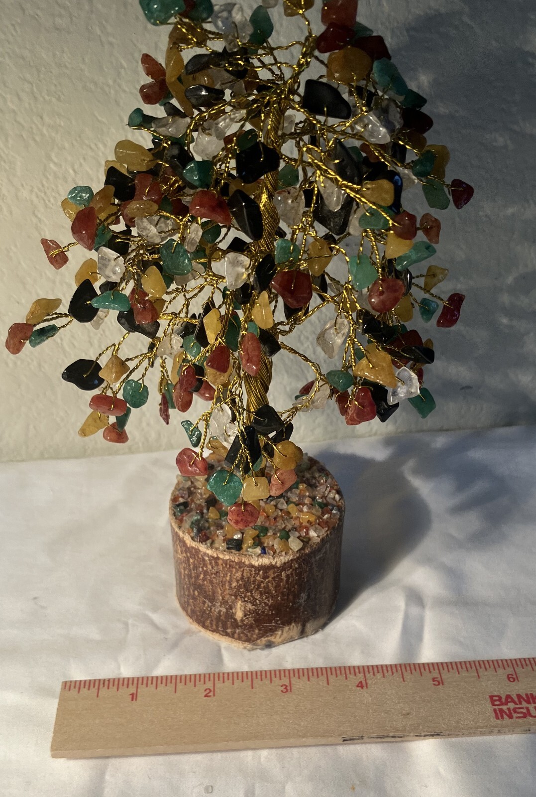 Handmade Multicolor Jade Bonsai Tree Wood Base 9″ x 5″