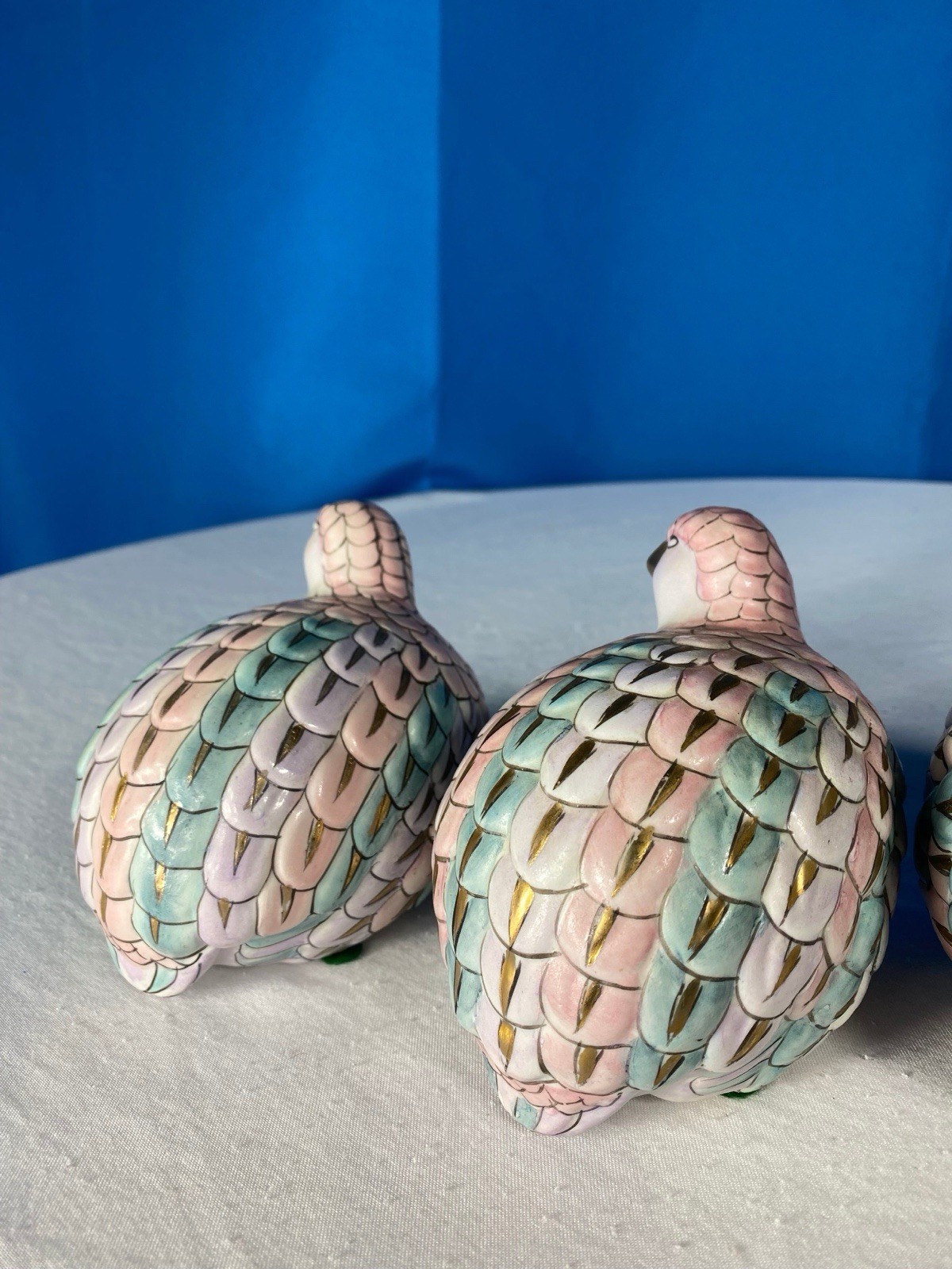 Collection Of Vintage H.F.P Macau Ceramic Love Birds Doves Chinese Porcelain