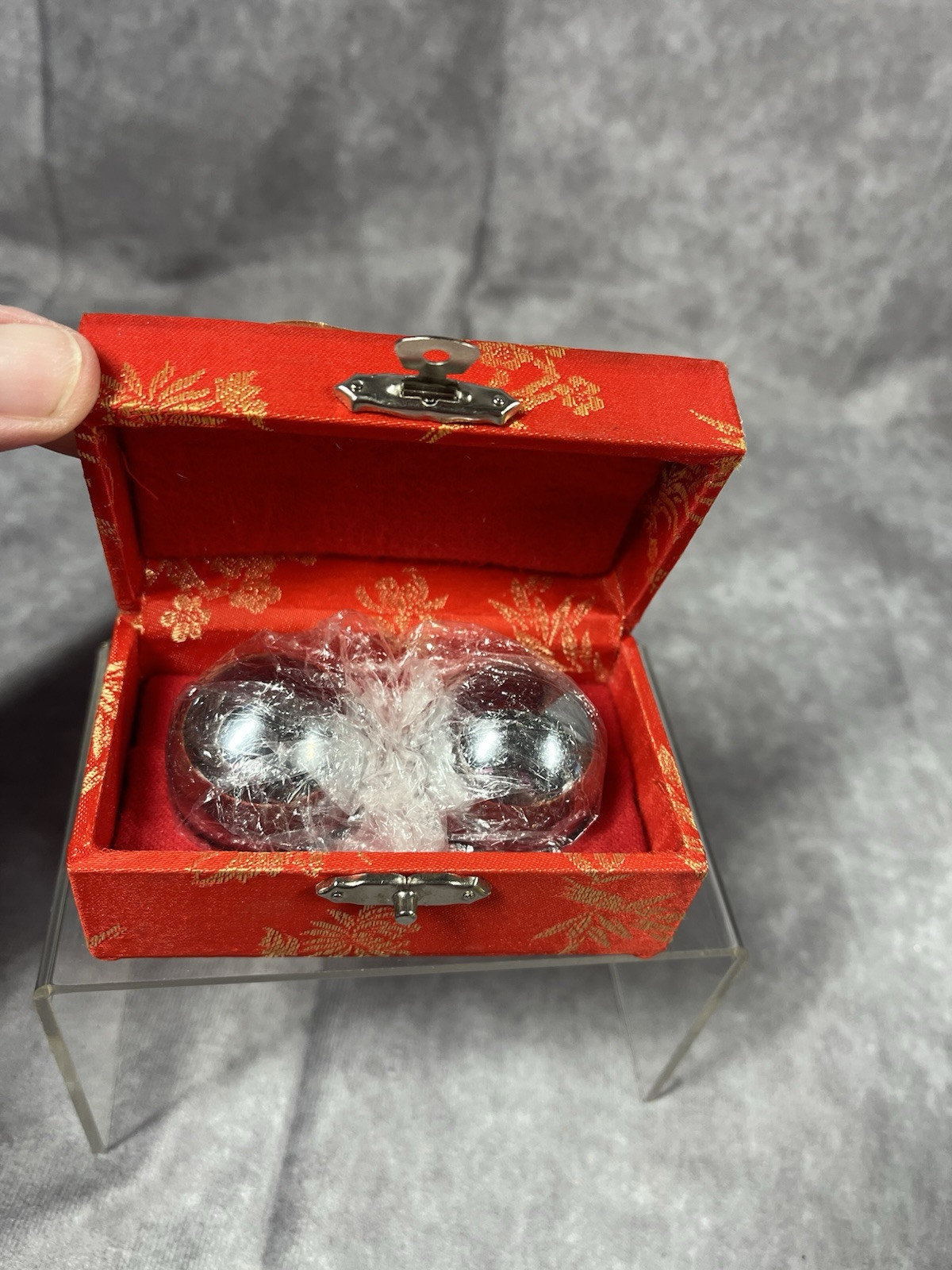 Vintage Shou Xing Chinese Boading Iron Balls ~ Chiming Meditation Wellbeing 4.5”