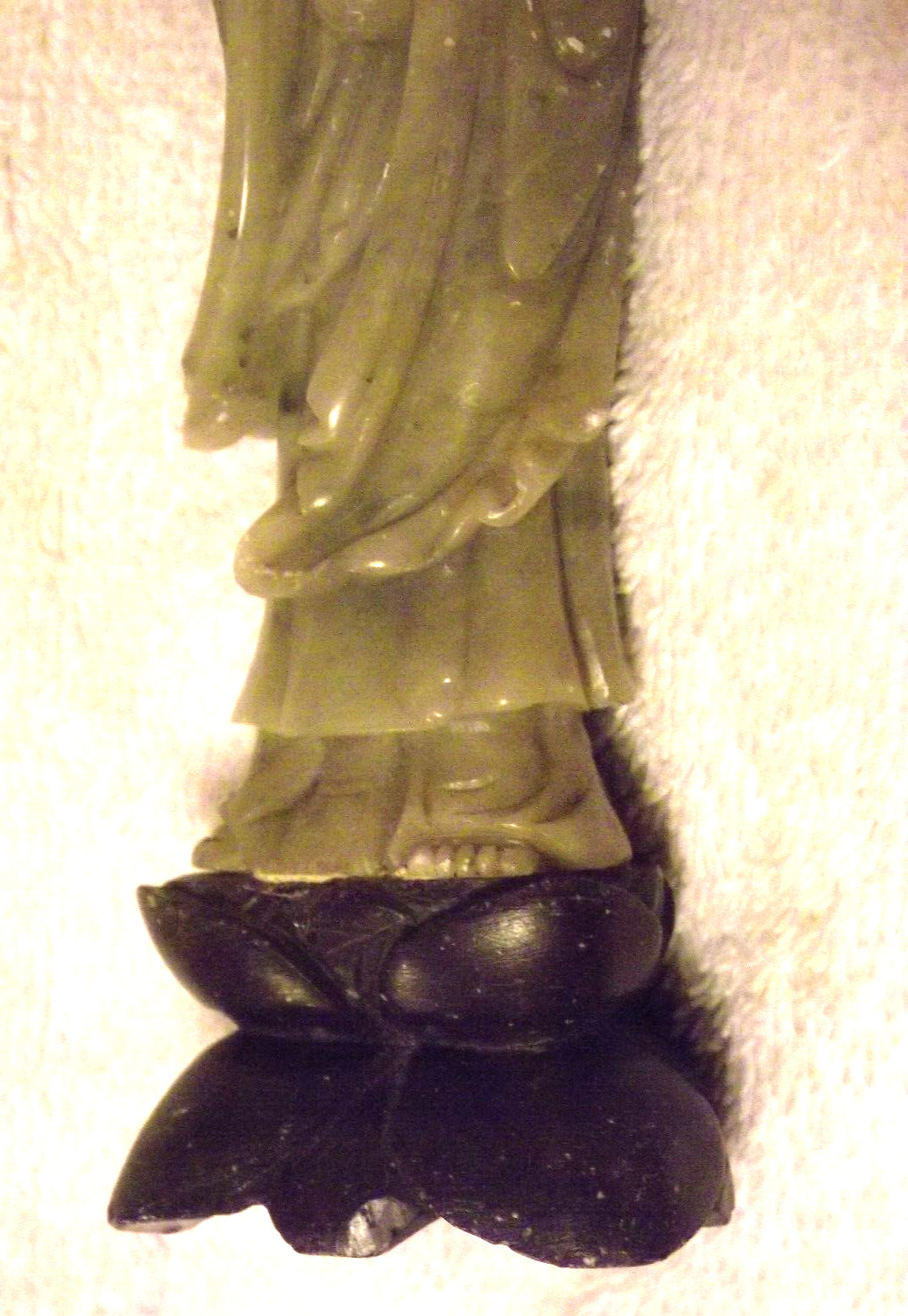 Vintage Chinese Hand Carved Jadeite Statue Figurine Woman w/Jug on Pedestal S