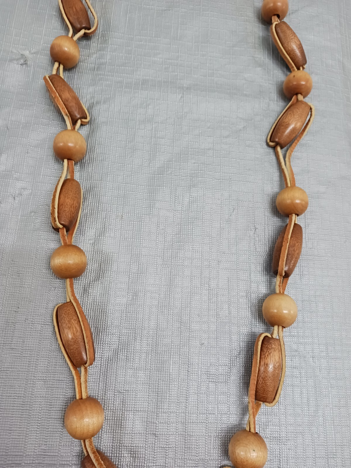 Boho Tribal Earthy Statement Piece Wood Beaded Seed Necklace 16″