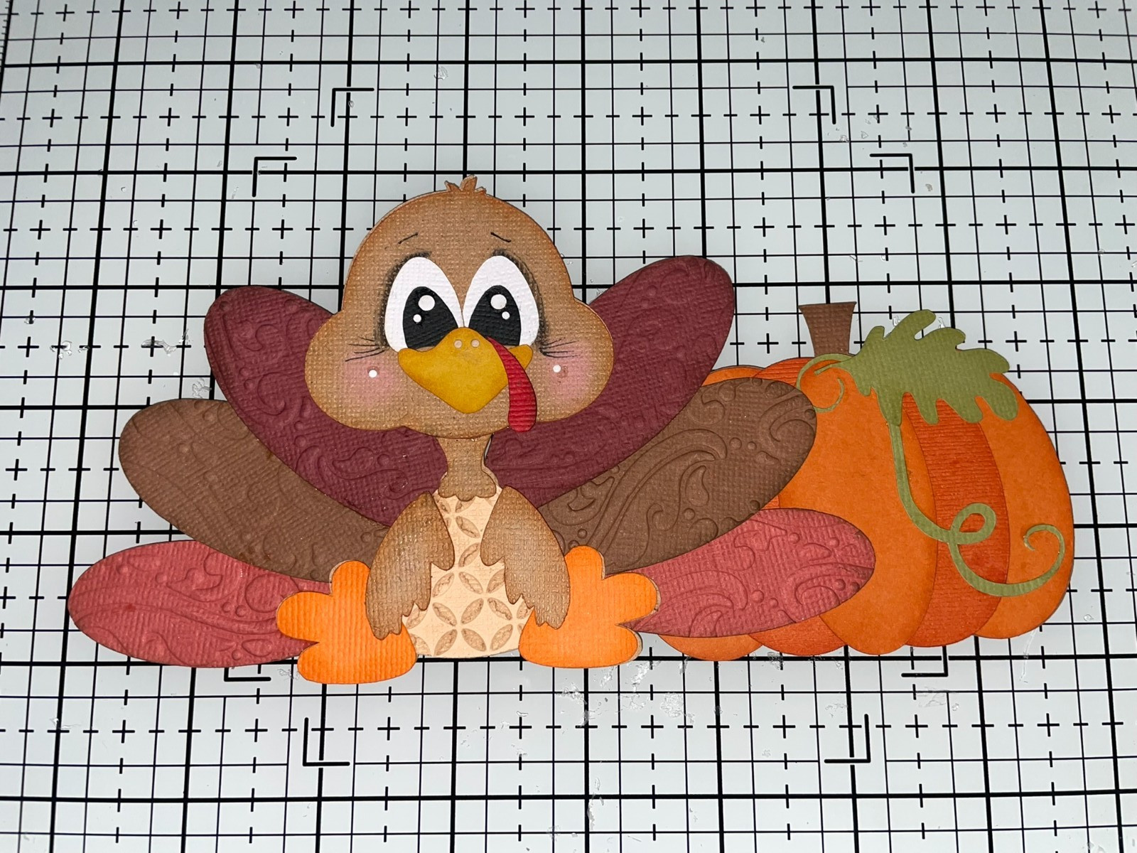 THANKSGIVING Gobble with Pumpkin Fall premade paper piecing scrapbook diecut 3D
