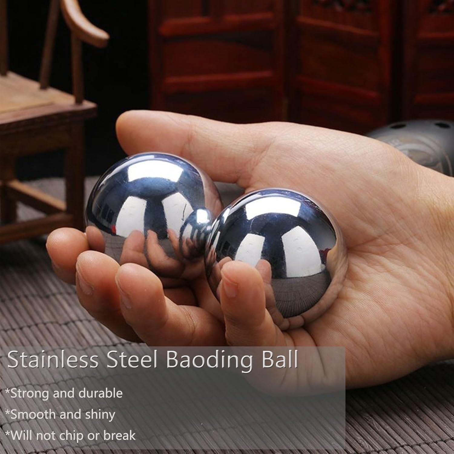 Elegant 2” Stainless Steel Baoding Balls – Stress Relief and Hand Therapy Set