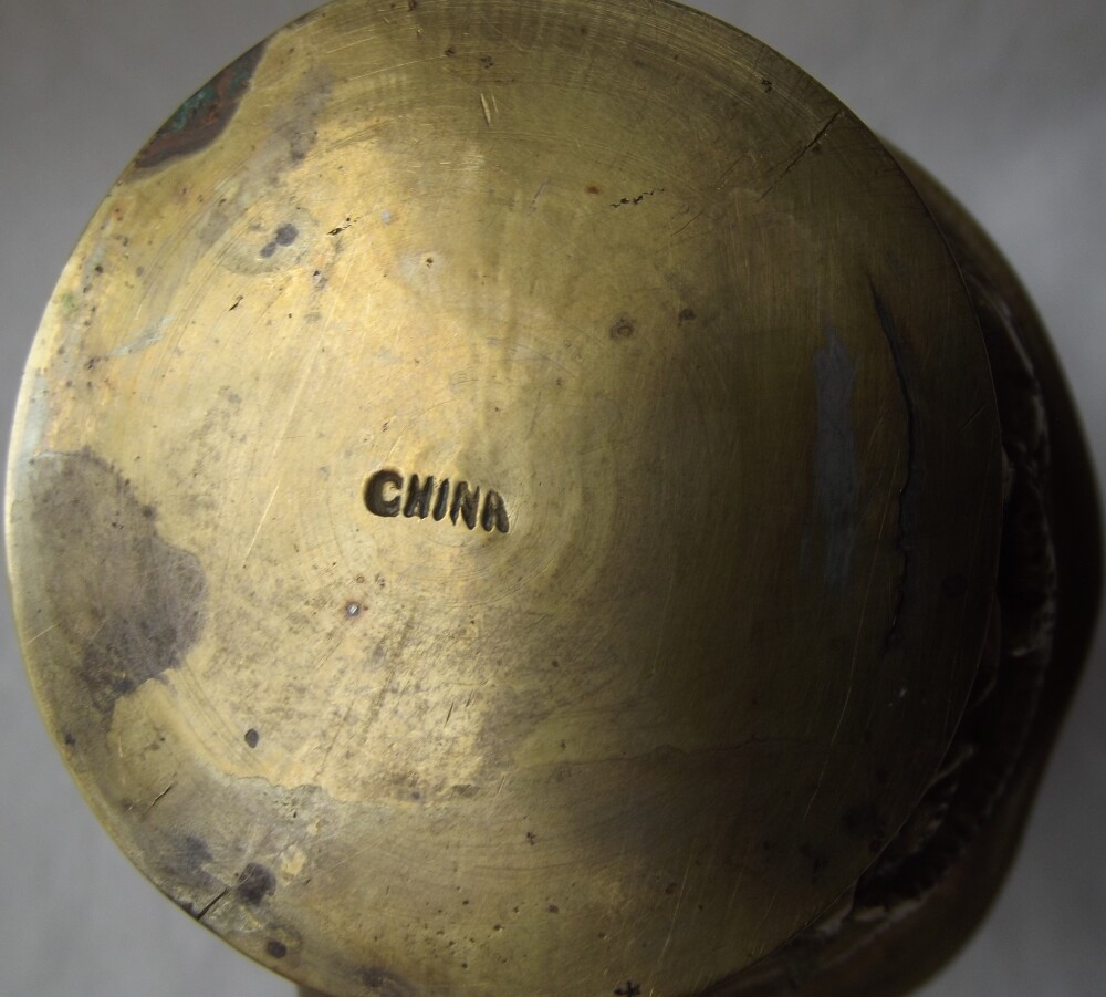 AUTHENTIC ANTIQUE CHINESE BRONZE & ENAMEL DRAGON SILK PAN IRON