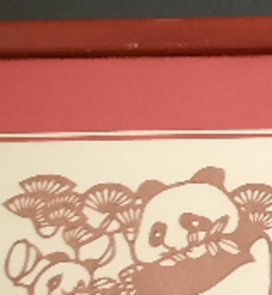 Pair of Vintage Chinese Art Paper Cutting Signed Framed Pandas.