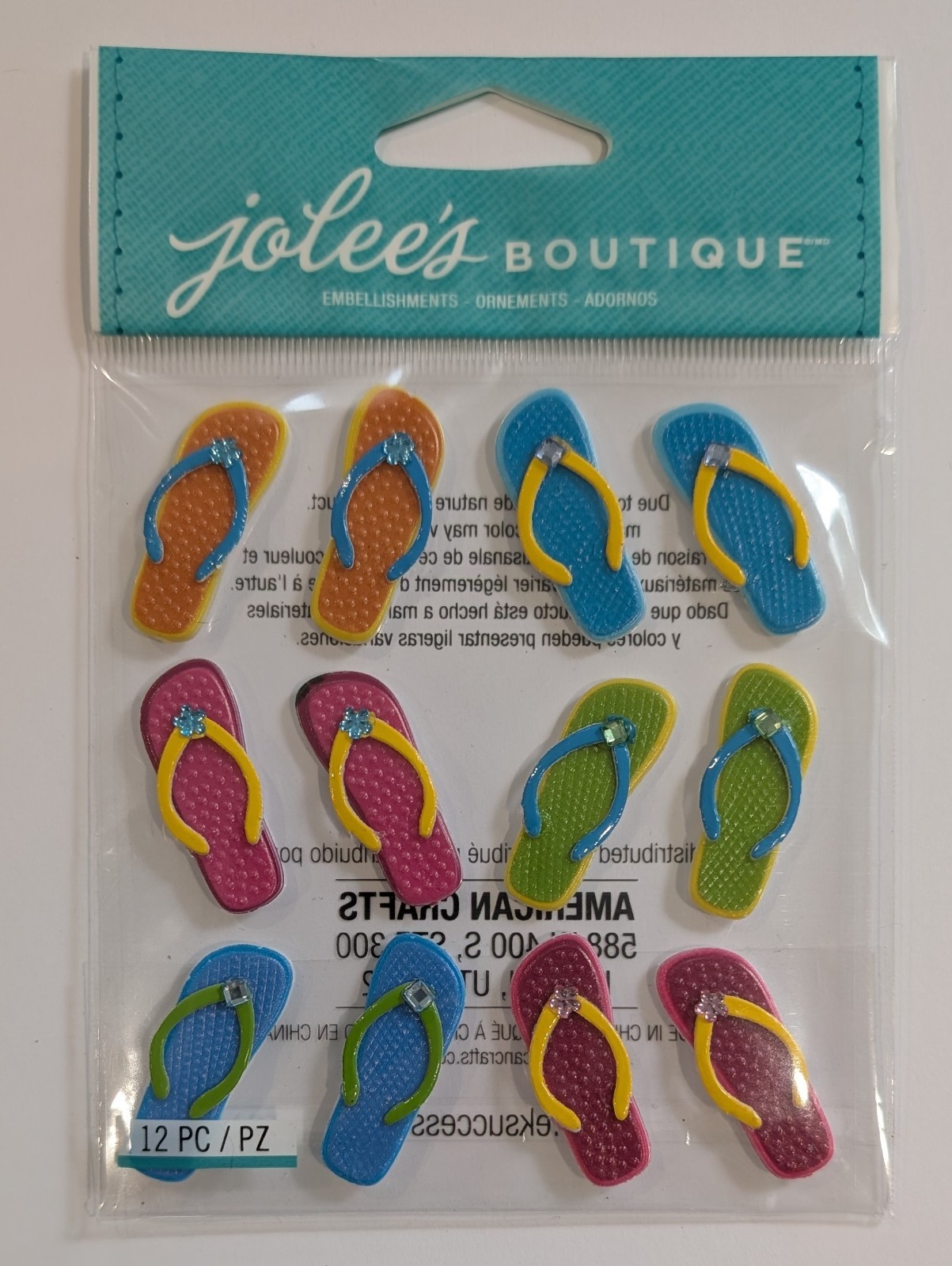 Jolee’s Flip Flops Cabochons Summer Beach Pool Scrapbooking Stickers
