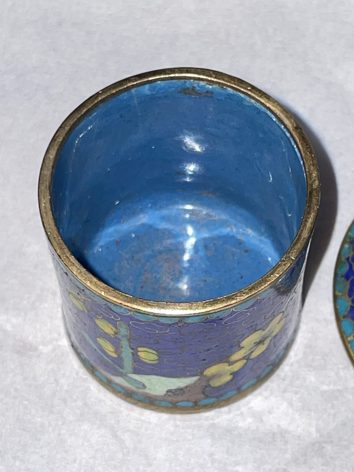 Vintage Chinese Cloisonné 4 Stacking Trinket Jars Or Cups ? Pagoda As-Is No Top