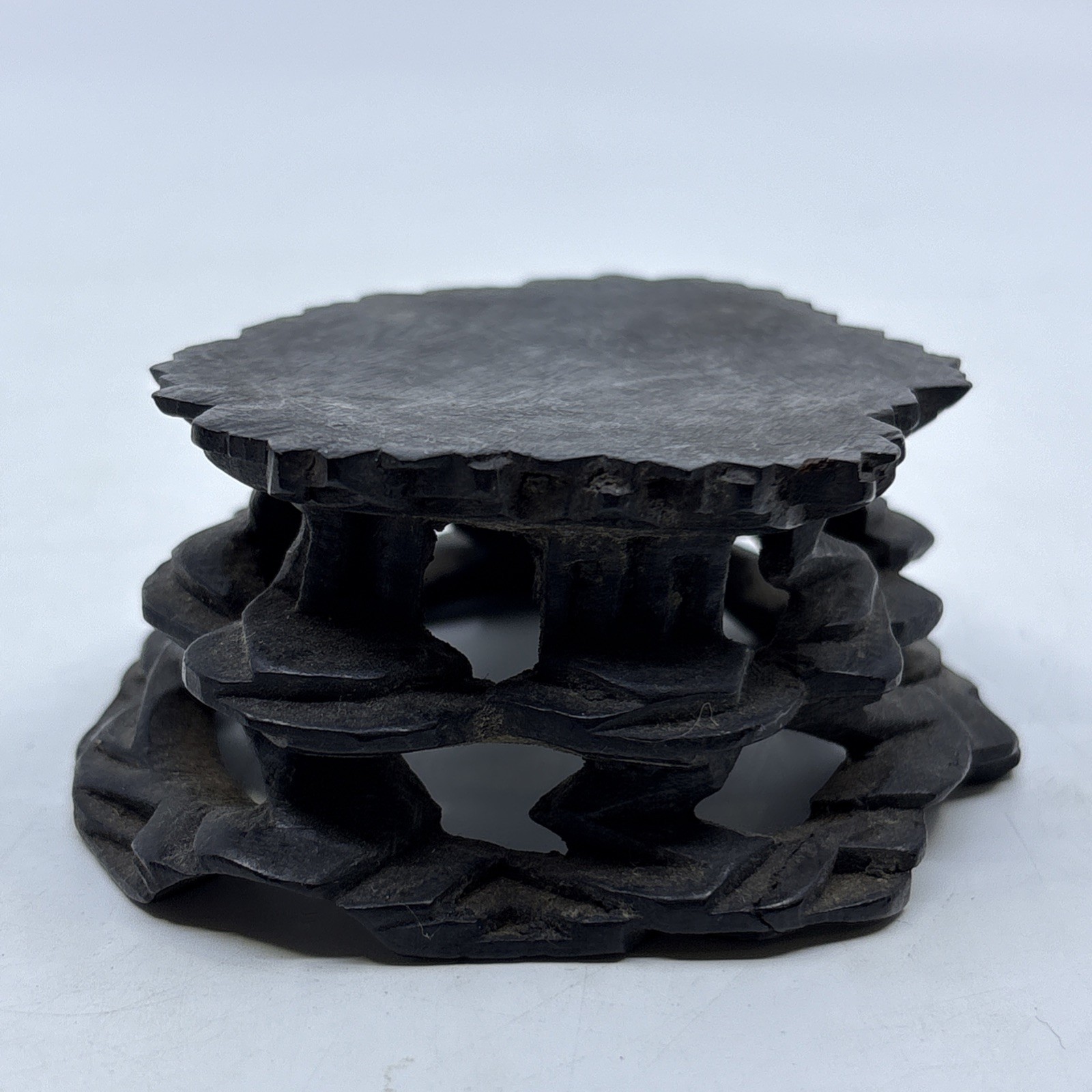 Vintage Chinese Wooden Carved Display Stand Vase Plant Asian Lamp Base