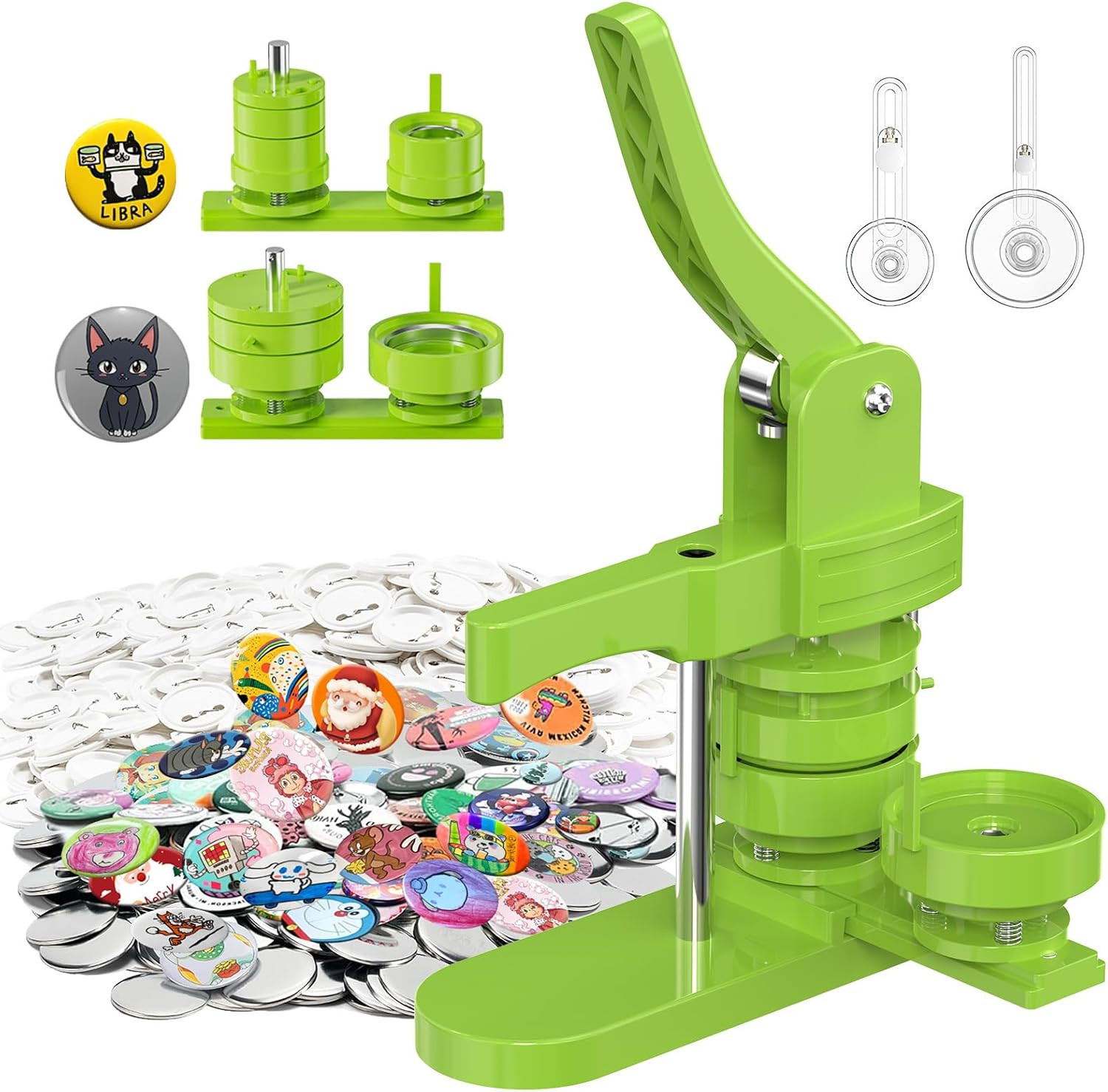 Button Maker Machine Multiple Sizes 200Pcs, Badge Maker 1.25+2.25 Inch for Kids,