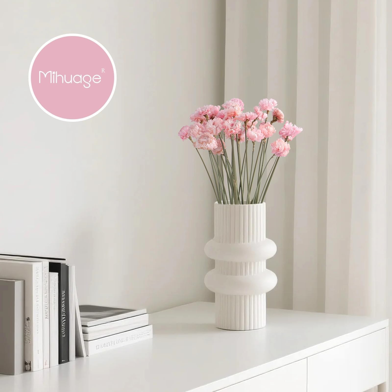 30 PCS Light Pink Dried Flower Daisy Bouquet Preserved Chrysanthemum Vase