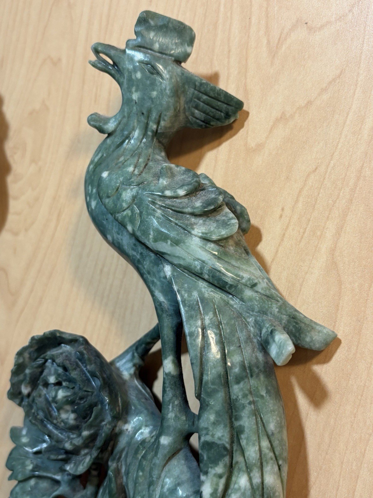 Chinese Export Jade Sculptures Phoenix Bird Peacock Jadeite Nephrite
